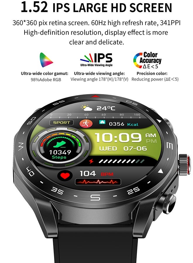 RollsTimi  Smart Watch with Earbuds for iPhone Android Smartphones 1.52 Inch Round Bluetooth Call Smartwatch Fitness Tracker All-in-one Smartwatches Long Time Standby TWS Music Watch for Men Women - Image 2