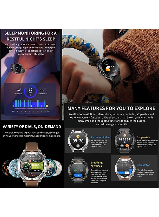 RollsTimi  Smart Watch with Earbuds for iPhone Android Smartphones 1.52 Inch Round Bluetooth Call Smartwatch Fitness Tracker All-in-one Smartwatches Long Time Standby TWS Music Watch for Men Women - Image 3