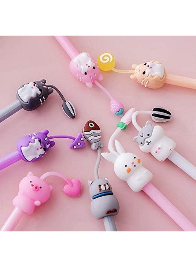 Boolavard Cartoon Animal Pens Ink Pens Gel Pen Writing Pens Neutral Pens School Office Supplies Kids Gifts 0.38Mm Ball Point Color Cat Pens, Pink Rabbit Pens, White Pig Pens 8Pack1 - Image 2