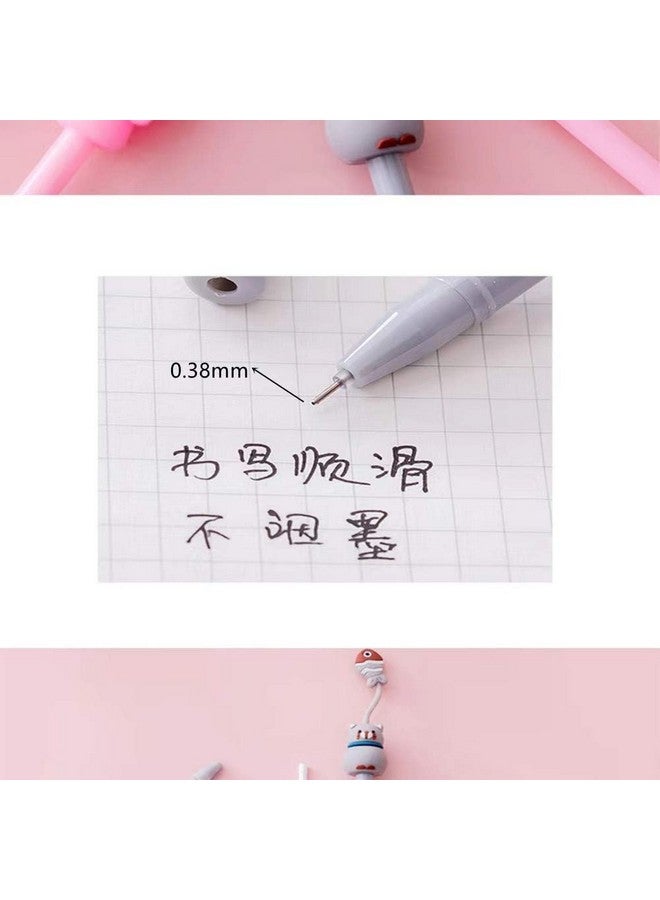 Boolavard Cartoon Animal Pens Ink Pens Gel Pen Writing Pens Neutral Pens School Office Supplies Kids Gifts 0.38Mm Ball Point Color Cat Pens, Pink Rabbit Pens, White Pig Pens 8Pack1 - Image 3