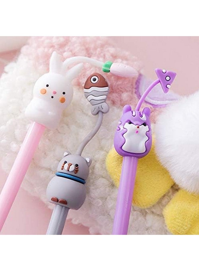 Boolavard Cartoon Animal Pens Ink Pens Gel Pen Writing Pens Neutral Pens School Office Supplies Kids Gifts 0.38Mm Ball Point Color Cat Pens, Pink Rabbit Pens, White Pig Pens 8Pack1 - Image 5