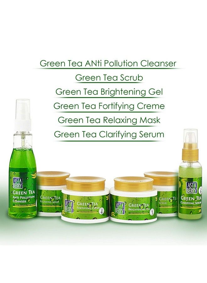 Astaberry Green Tea Facial Kit 6 Steps For All Skin Types Anti Pollution Skin Therapy ; Anti Acne ; Anti Stress ; Anti Fortifying ; With Neem & Vitamin E - Image 4