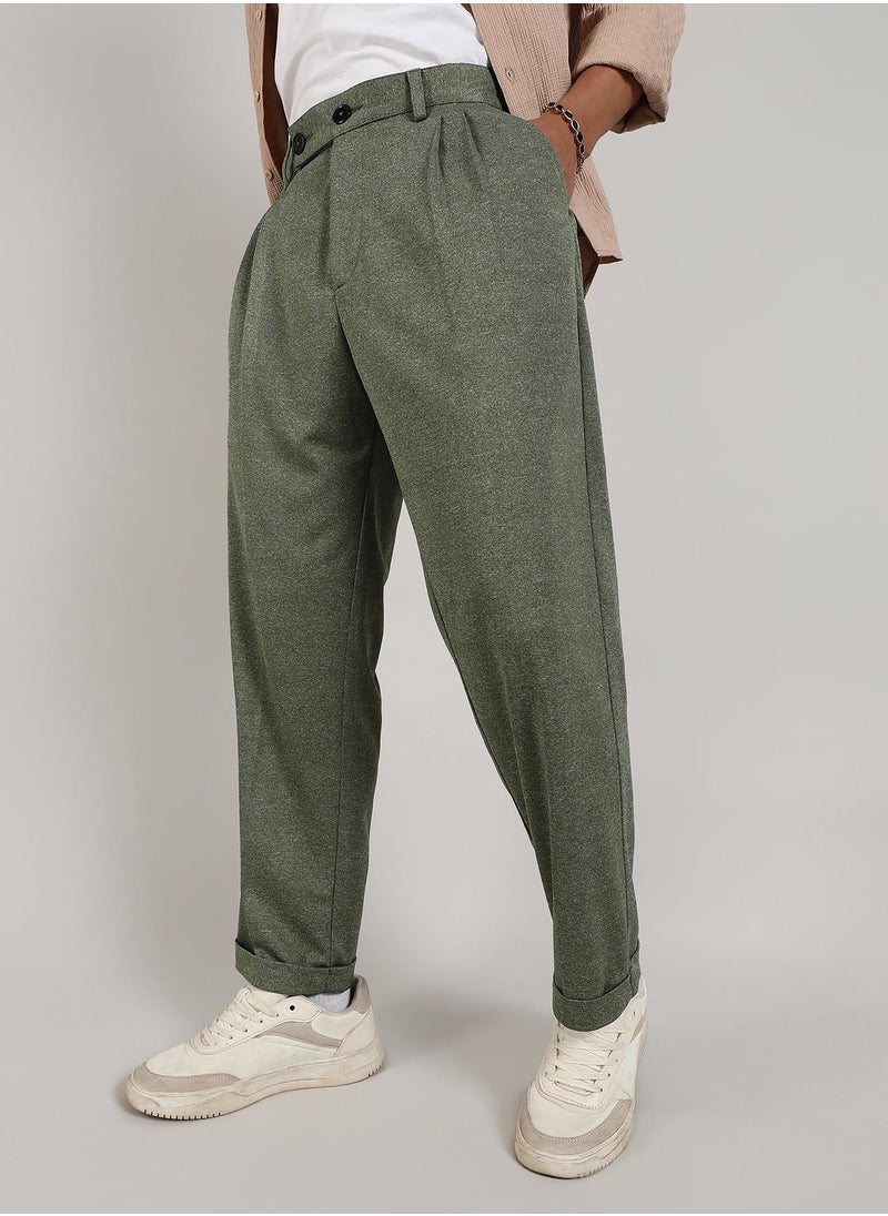 Men's Olive Green Tailored Heathered Trousers - pzsku/Z47AB64890F66CFD288F0Z/45/_/1741611191/29c8199b-596b-44e0-80f8-c52fc46dee51