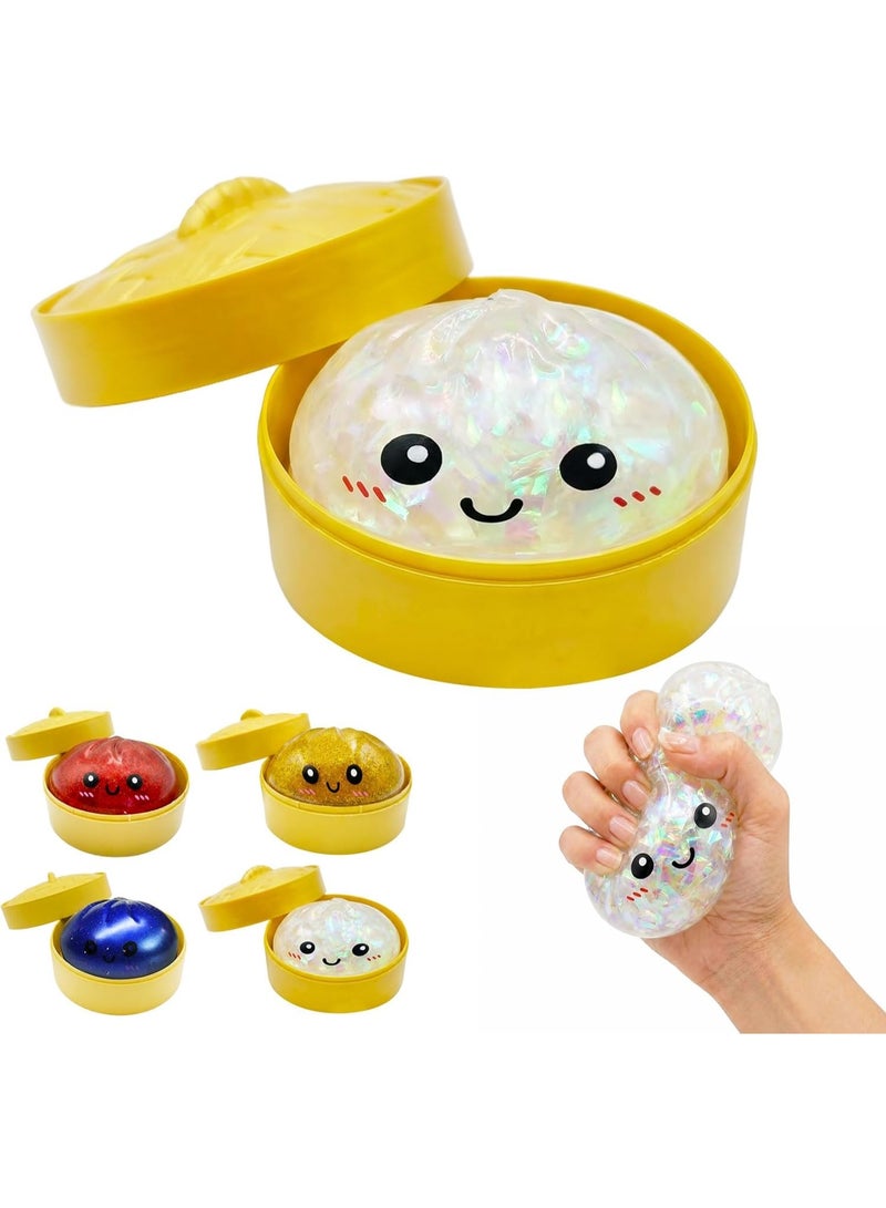 squishy Dumpling Squishies Toy, 2026 New Glitter Dumpling Mystery Box Colorful Dumplings Stress Balls Fidget Sensory Toy for Stress Relief (Glitter White) - Image 1
