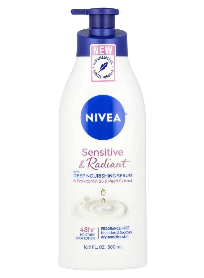 Nivea لوشن الجسم الحساس والمتألق خالي من العطر 16.9 أونصة سائلة (500 مل)