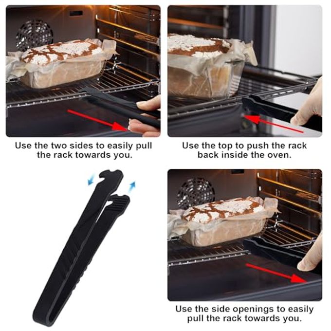 KIBBEH Multifunctional Rack Push and Pull Tool Ideal Oven Rack Tool for Toaster, Air Fryer, Convection Oven (Black) - Image 5