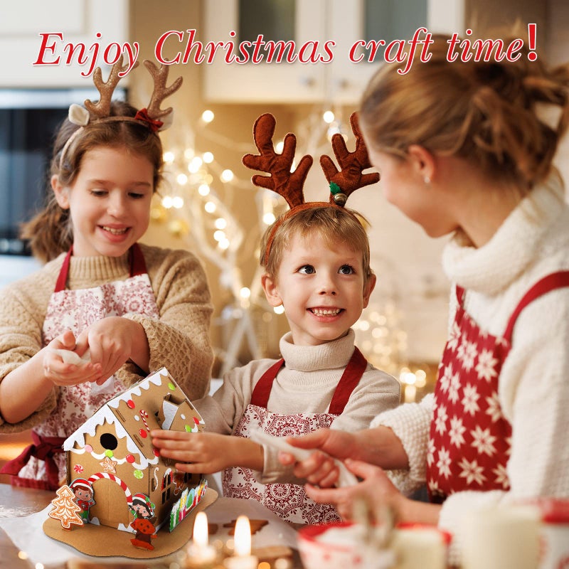 Sumind 6 Sets Mini Christmas Gingerbread House Kit  MakeaGingerbread House Craft for Kids  Boy Girl Christmas Party Game  Classic Style - Image 3