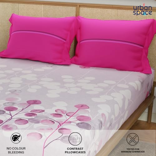 Urban Space Divine 100% Cotton Bedsheets for Double Bed with 2 Pillow Covers, Double Bedsheet (Size 90 inch x 100 inch, Mars Purple) - Image 3