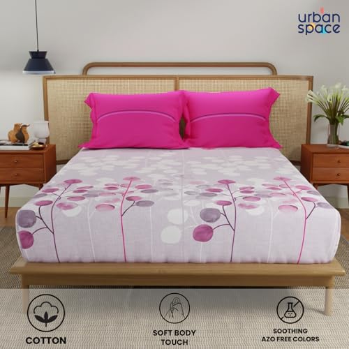 Urban Space Divine 100% Cotton Bedsheets for Double Bed with 2 Pillow Covers, Double Bedsheet (Size 90 inch x 100 inch, Mars Purple) - Image 2
