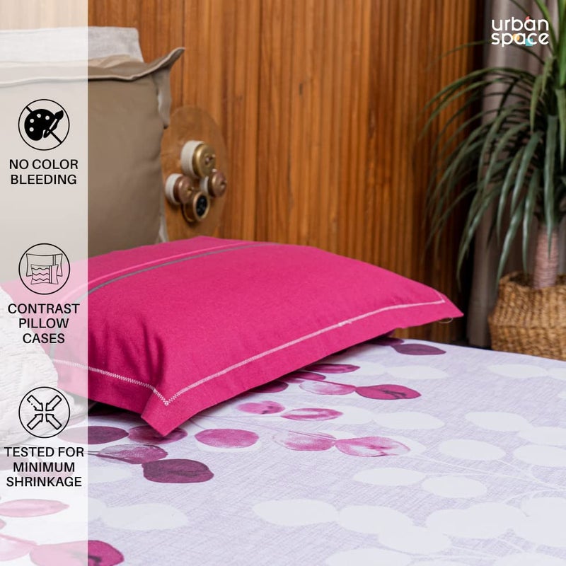 Urban Space Divine 100% Cotton Bedsheets for Double Bed with 2 Pillow Covers, Double Bedsheet (Size 90 inch x 100 inch, Mars Purple) - Image 4