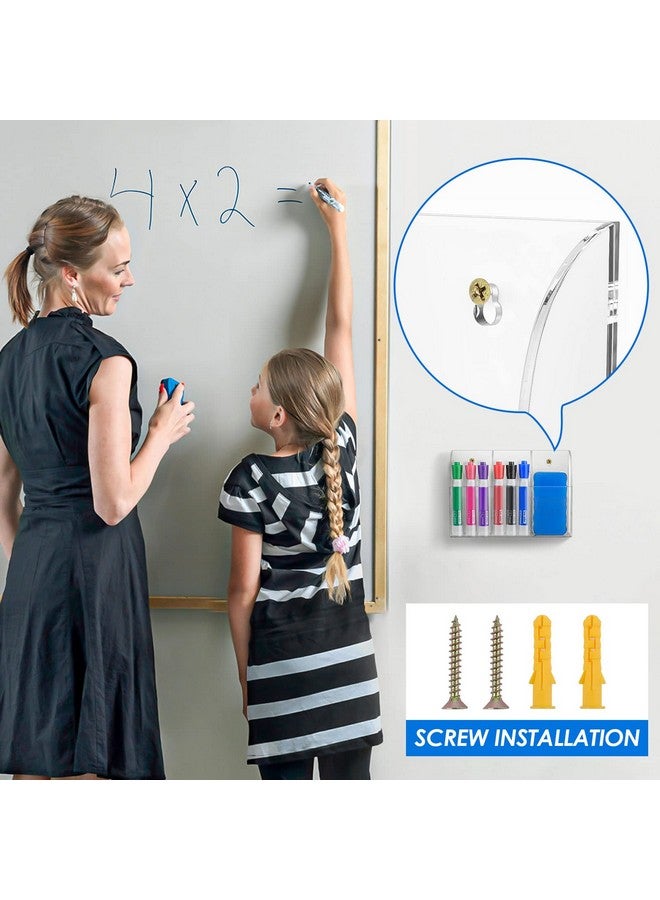 ماكسجير حامل أقلام مثبت على الحائط، حامل أكريليك مكون من 3 أقسام لأجهزة التحكم عن بعد والأقلام وأدوات التجميل والأقلام، وحامل شفاف لجهاز التحكم عن بعد وحامل أقلام مثبت على الحائط للمكتب وملحقات السبورة البيضاء - 7.8 بوصة × 1.6 بوصة × 5.5 بوصة - Image 5