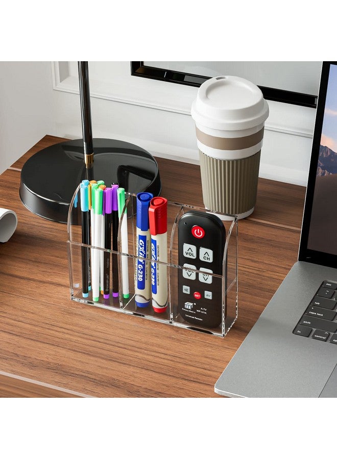 ماكسجير حامل أقلام مثبت على الحائط، حامل أكريليك مكون من 3 أقسام لأجهزة التحكم عن بعد والأقلام وأدوات التجميل والأقلام، وحامل شفاف لجهاز التحكم عن بعد وحامل أقلام مثبت على الحائط للمكتب وملحقات السبورة البيضاء - 7.8 بوصة × 1.6 بوصة × 5.5 بوصة - Image 4