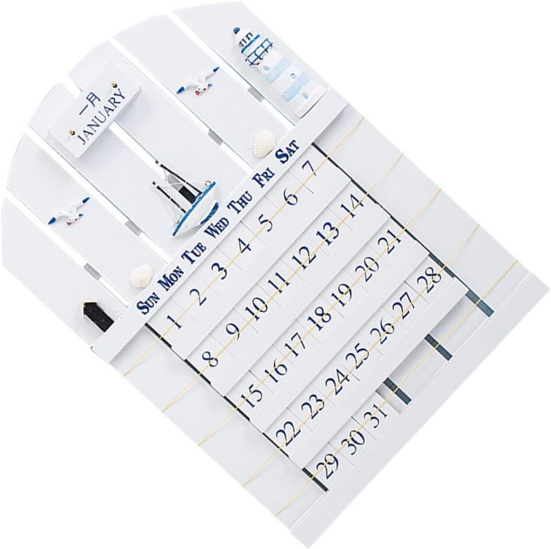 klarako 1pc Retro Style Ornament Wooden Calendar Decorative Decoration Store Seagull White Wood Creative DIY Adjustable Planner Block Adornment Office Calender Decor Removable Never - Image 1