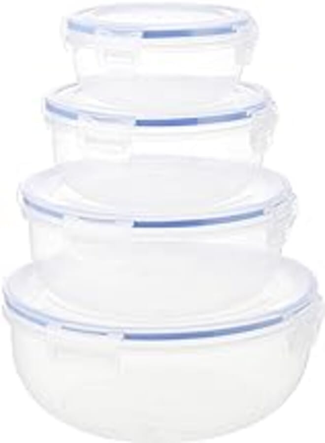 Bager Cook&Lock Round Storage Container Set 4 Pcs (400+800+1400+2300 Ml) (Std), Transparent
