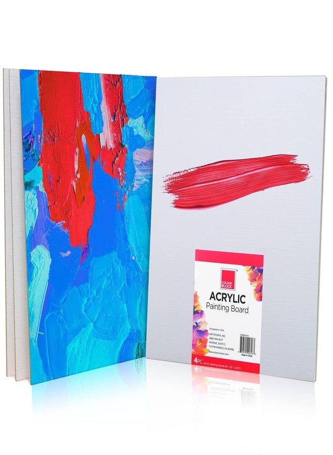 COLOUR BLOCK 4 PCS Acrylic Painting Board, 8x10 in, 115 Pound (190gsm) Pressed, Thick to Prevent Warping, Glossy to Help Paint Adhere- Art Supplies Ideal for Beginners and Practice with Acrylic Paint - Image 1