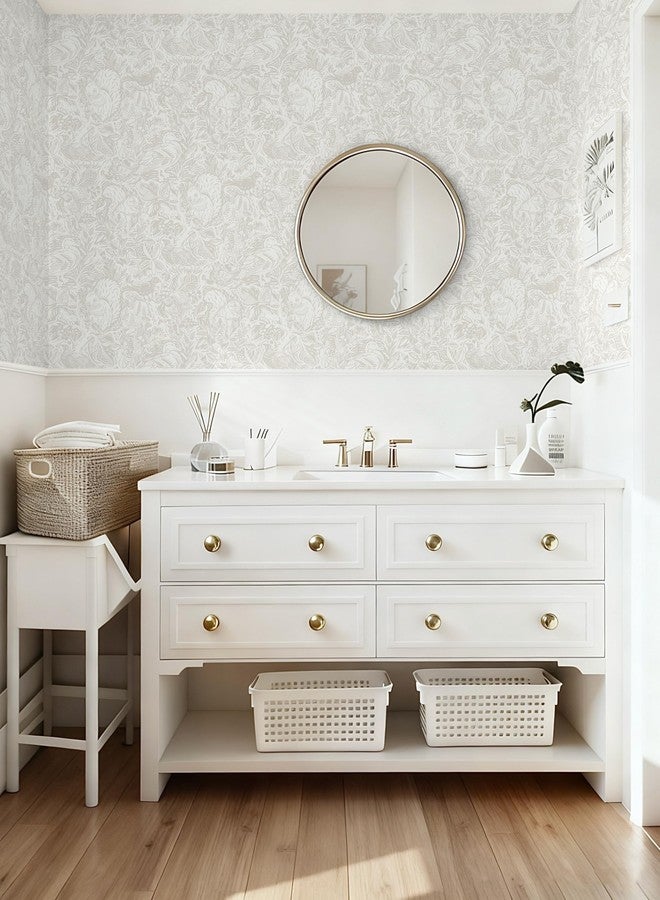 Micpolo Peel and Stick Wallpaper Boho Wallpaper Cream Contact Paper for Cabinets Beige Self Adhesive Removable Wall Paper for Bedroom Bathroom Kids Nursery Wall Decor 16.1" x 118" - Image 4