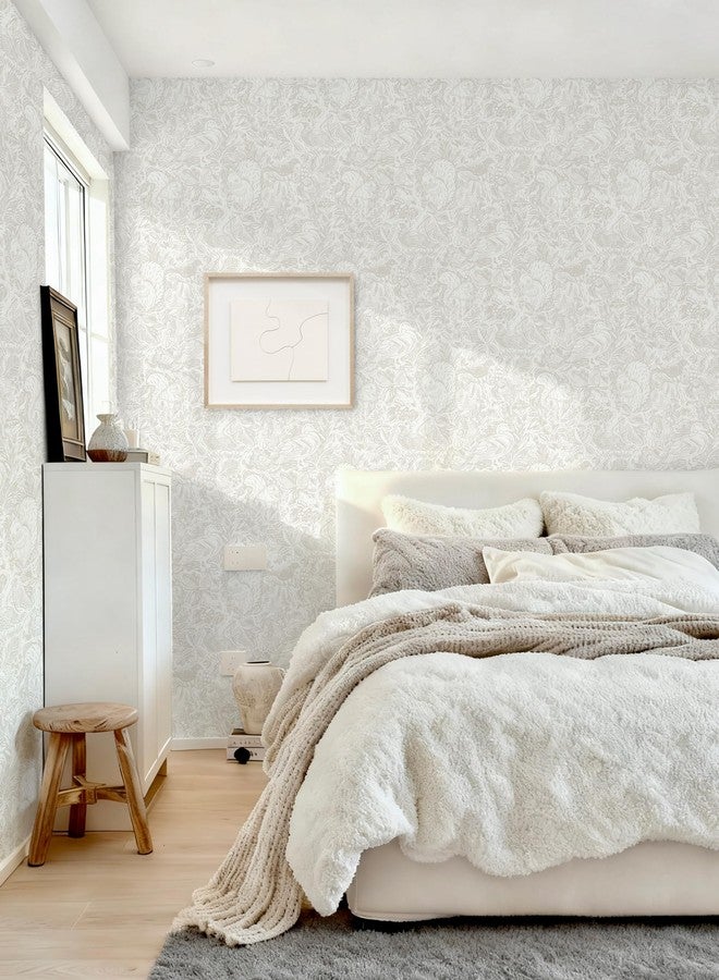 Micpolo Peel and Stick Wallpaper Boho Wallpaper Cream Contact Paper for Cabinets Beige Self Adhesive Removable Wall Paper for Bedroom Bathroom Kids Nursery Wall Decor 16.1" x 118" - Image 3
