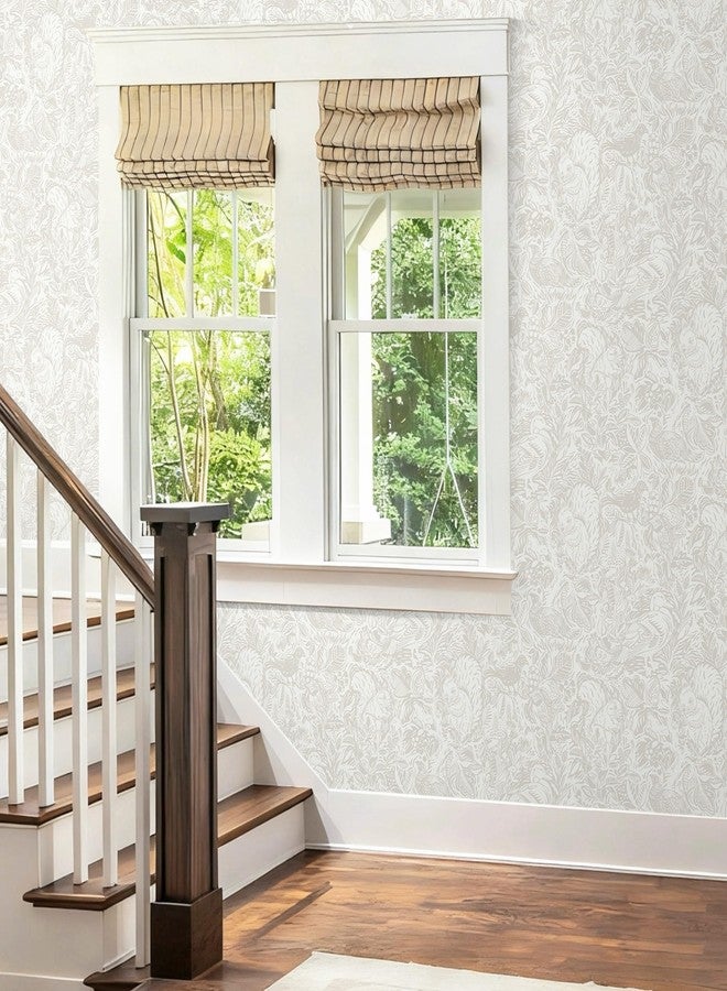 Micpolo Peel and Stick Wallpaper Boho Wallpaper Cream Contact Paper for Cabinets Beige Self Adhesive Removable Wall Paper for Bedroom Bathroom Kids Nursery Wall Decor 16.1" x 118" - Image 2