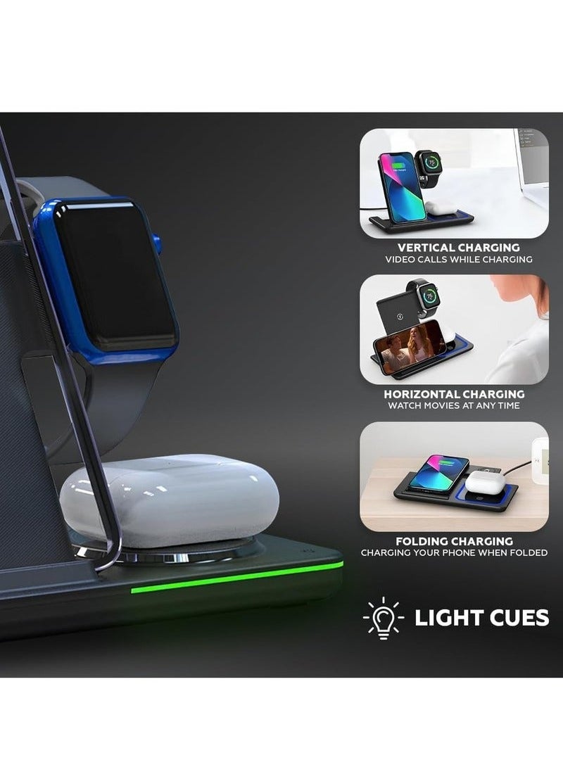 ELTRAZONE 3 in 1 Wireless Charging Station | Fast Wireless Charger Stand for Apple iPhone 15, 14, 13, 12, 11, X Pro Max | Compatible with AirPods, iWatch 8, 7, 6, 5, 4, Samsung Galaxy S Series | Fast Charging Dock for Multiple Devices - Image 5