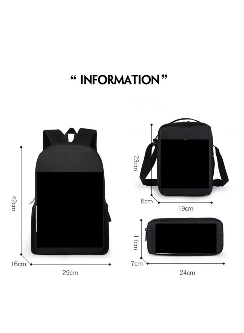 Godzilla Children's leisure load reducing large capacity printed backpack for elementary school students, 3-piece set - Image 2