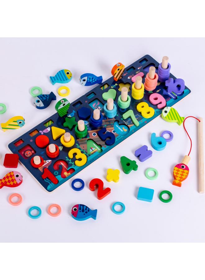 Children's Logarithmic Board Digital Computing Baby Educational Toys Fishing Shape Matching Toys Puzzle Puzzle