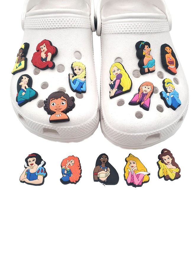 15-Piece Crocs Shoe Decoration Charms, Anime Princess Series Shoes Charm for Crocs Hole Shoe Best Gift for Kid - Image 1