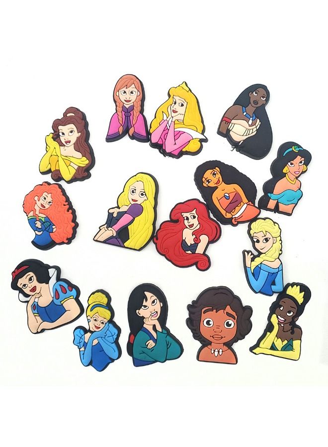15-Piece Crocs Shoe Decoration Charms, Anime Princess Series Shoes Charm for Crocs Hole Shoe Best Gift for Kid - Image 4