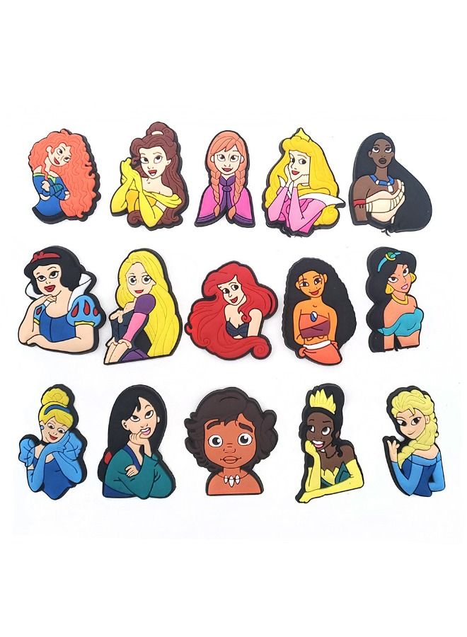 15-Piece Crocs Shoe Decoration Charms, Anime Princess Series Shoes Charm for Crocs Hole Shoe Best Gift for Kid - Image 3
