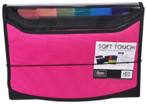 Filexec Soft Touch Padded Canvas Window Expanding File, 13 Pockets, 1 Pack, Hot Pink (46222-3) - Image 5