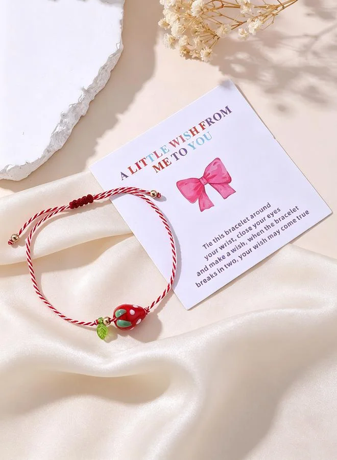 Take Two Girls Multi-Color Strawberry Charm Woven Bracelet
