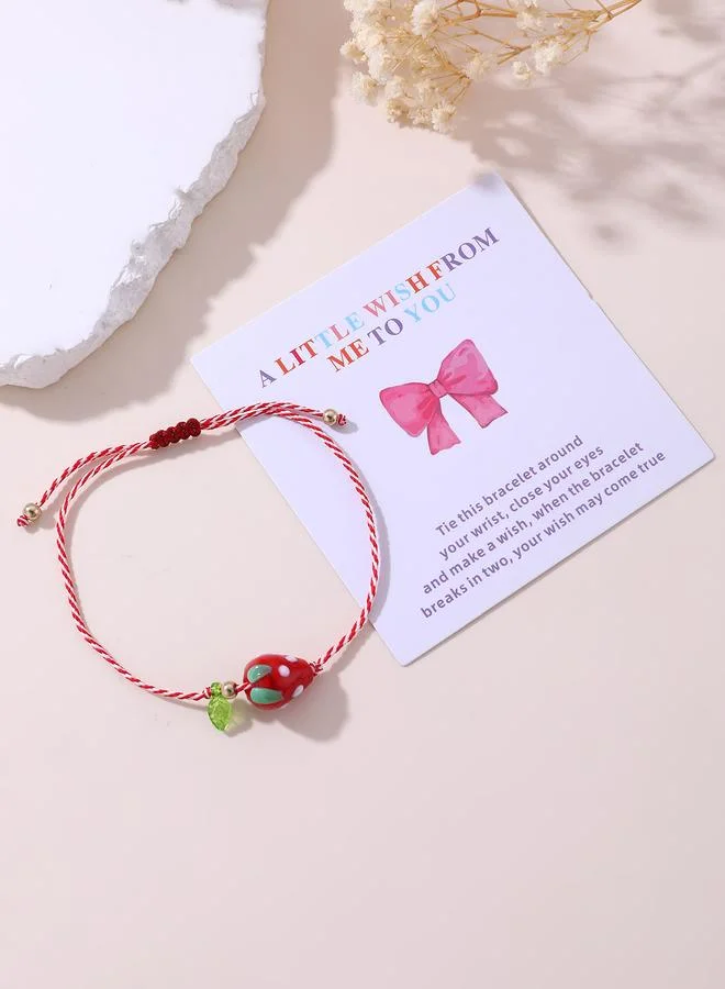 Take Two  Girls Multi-Color Strawberry Charm Woven Bracelet for Women | Best Price UAE