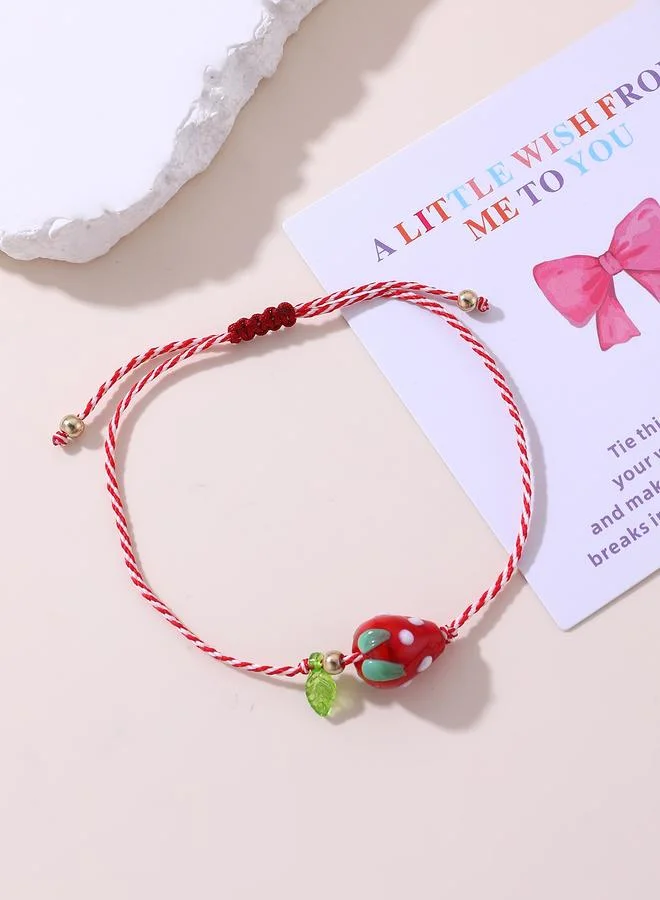 Take Two  Girls Multi-Color Strawberry Charm Woven Bracelet for Women | Best Price UAE
