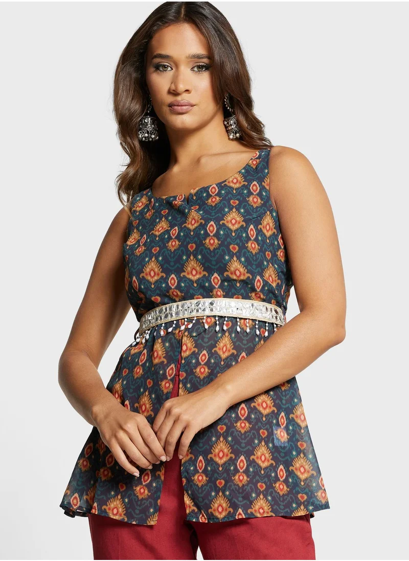 indya Peplum Belted Short Kurti