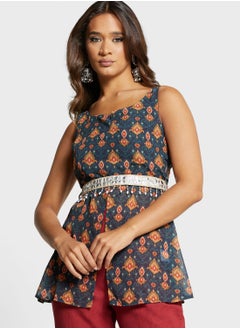 Peplum Belted Short Kurti