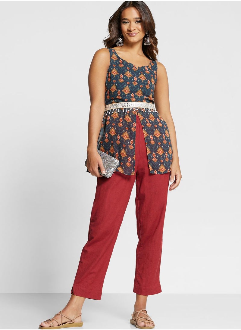 indya - Peplum Belted Short Kurti - Image 1