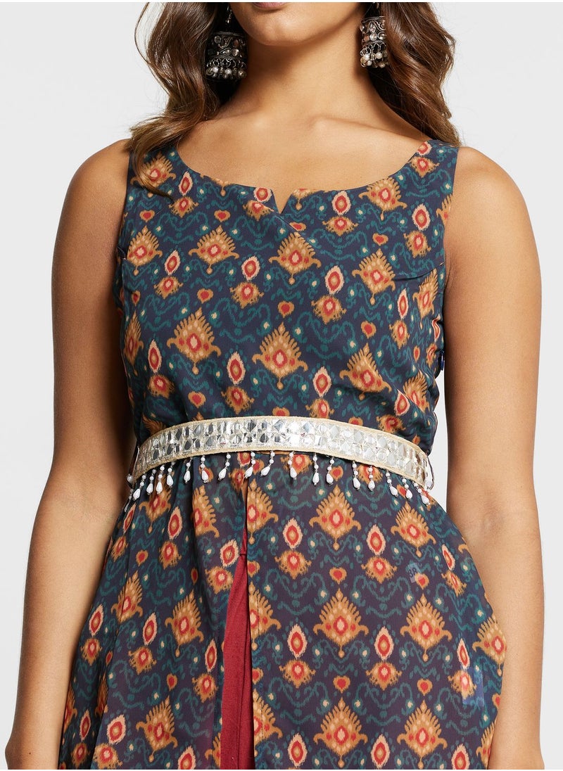indya - Peplum Belted Short Kurti - Image 1