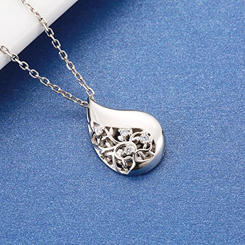 Sariel 925 Sterling Silver Tree of Life Teardrop Urn Necklace for Ashes Family Tree Keepsake Cremation Pendant Memorial Jewelry for Women - Image 2