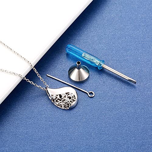 Sariel 925 Sterling Silver Tree of Life Teardrop Urn Necklace for Ashes Family Tree Keepsake Cremation Pendant Memorial Jewelry for Women - Image 4
