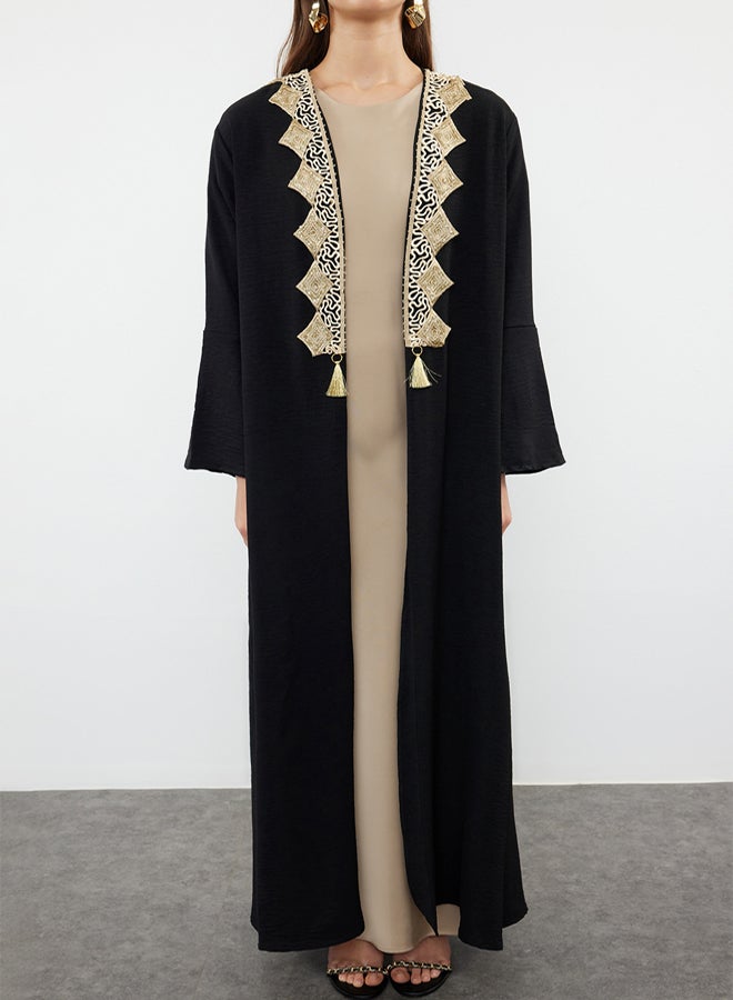 trendyol Black Embroidery Detailed Woven Cap & Abaya & Abaya TCTSS24KF00055 - Image 3