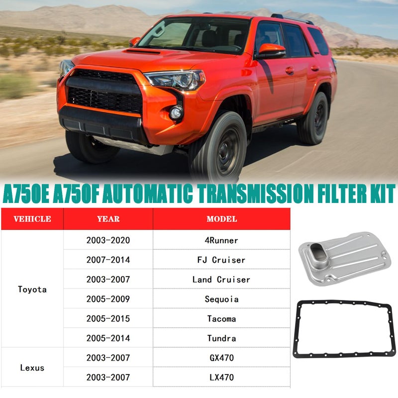 YzusGomumu طقم فلتر نقل الحركة الأوتوماتيكي YzusGomumu A750E A750F متوافق مع تويوتا 4Runner FJ Cruiser Land Cruiser Sequoia Tacoma Tundra Lexus GX470 LX470 يستبدل# 35330-60050 35168-60010 044-0345 - Image 3