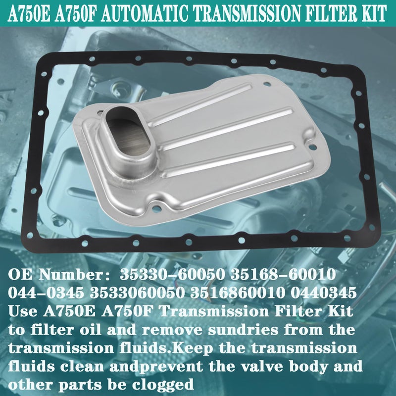 YzusGomumu طقم فلتر نقل الحركة الأوتوماتيكي YzusGomumu A750E A750F متوافق مع تويوتا 4Runner FJ Cruiser Land Cruiser Sequoia Tacoma Tundra Lexus GX470 LX470 يستبدل# 35330-60050 35168-60010 044-0345 - Image 2