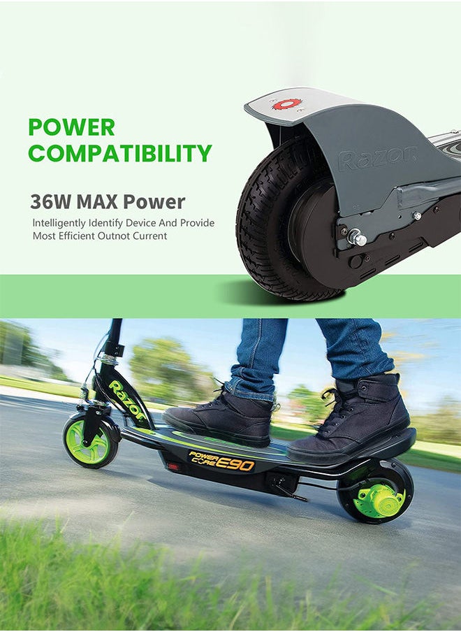 S-Color - 24V 1.5A 36W Electric Scooter Battery Charger for Razor E100 E200 E300 E125 E150 E500 E175 PR200 MX350 E225S E325S Pocket Mod Sports Mod and Dirt Quad - Image 1