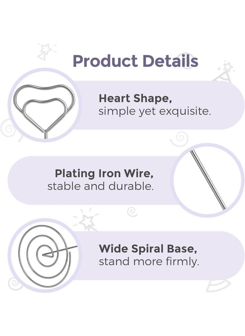 KCDMBUE 8 PCS Heart Shaped Table Number Holders, 8.75 Inch Tall Place Card Stands for Weddings, Parties, Graduations, Receptions, Restaurants, Home Decor, Memo Display (Silver)  - Image 3