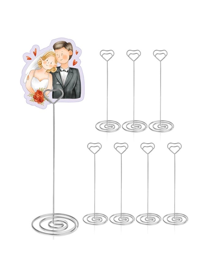 KCDMBUE 8 PCS Heart Shaped Table Number Holders, 8.75 Inch Tall Place Card Stands for Weddings, Parties, Graduations, Receptions, Restaurants, Home Decor, Memo Display (Silver)  - Image 1