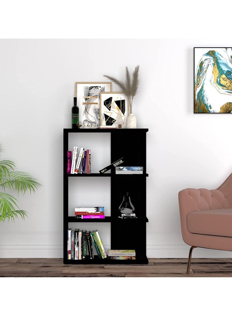 مودرن هوم خزانة كتب خشبية مع 4 أرفف كتب لغرفة المعيشة وغرفة النوم والمكتب - 110cm - اسود  - Image 2