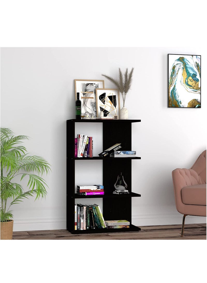 مودرن هوم خزانة كتب خشبية مع 4 أرفف كتب لغرفة المعيشة وغرفة النوم والمكتب - 110cm - اسود  - Image 3