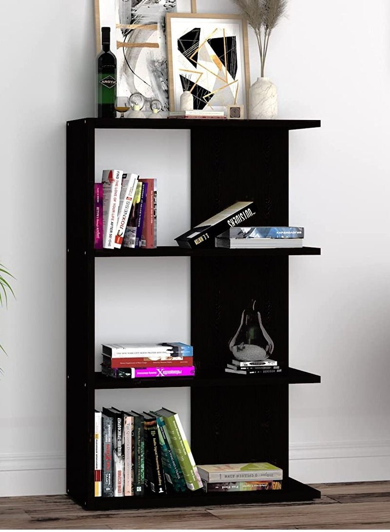 مودرن هوم خزانة كتب خشبية مع 4 أرفف كتب لغرفة المعيشة وغرفة النوم والمكتب - 110cm - اسود  - Image 1