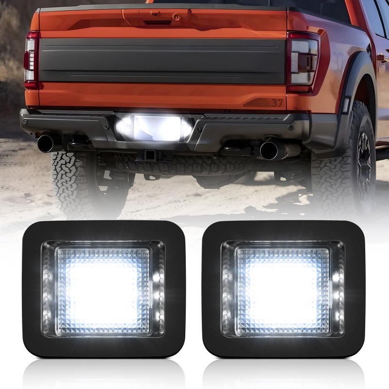 أضواء لوحة الترخيص LED من ليتزلاند متوافقة مع فورد F150 2015-2023 ضوء العلامة F150 رابتور 2015-2023 عدسة مدخنة 6000K أبيض