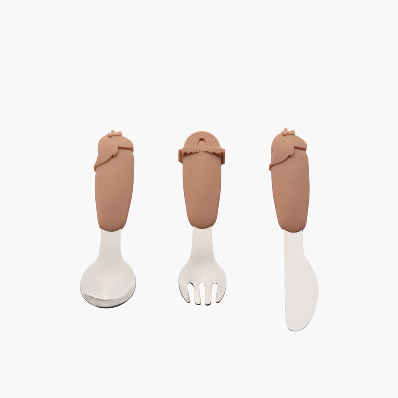 Citron 3-Piece Silicone Handle Cutlery Set for Kids - Image 1