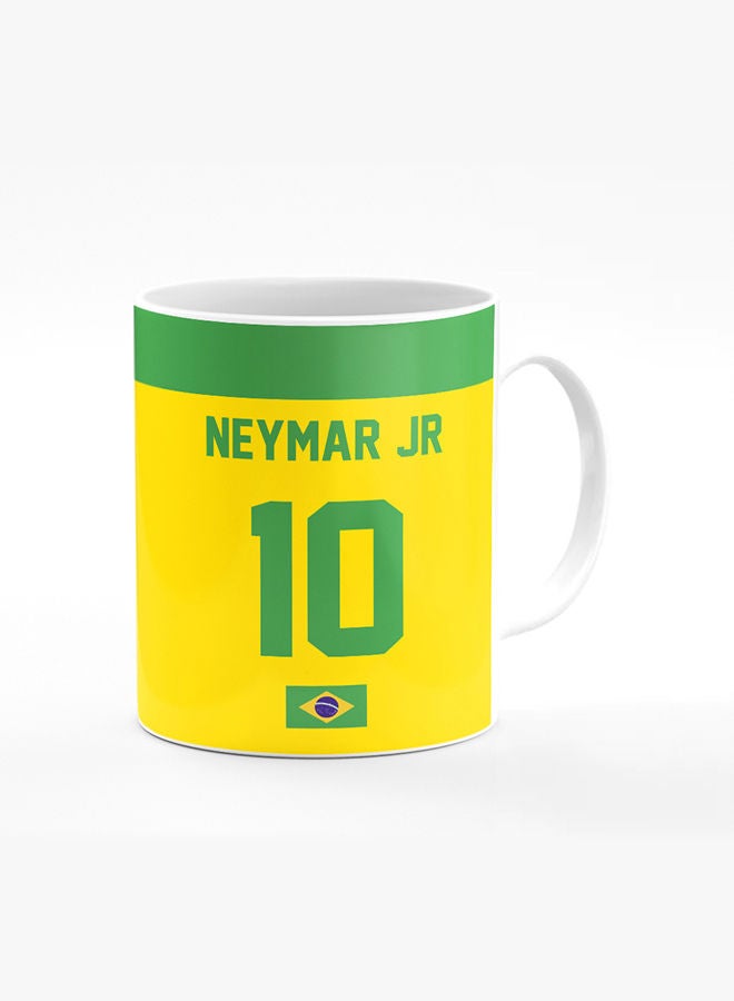 Stylizedd Designer Printed Coffee Mug with Heavy Duty Handle 11oz Ceramic Personalised Gift Mugs Cup [Microwave Safe & Dishwasher Proof] -Football Team - Brazil Player Name - Neymar Jr - Image 1
